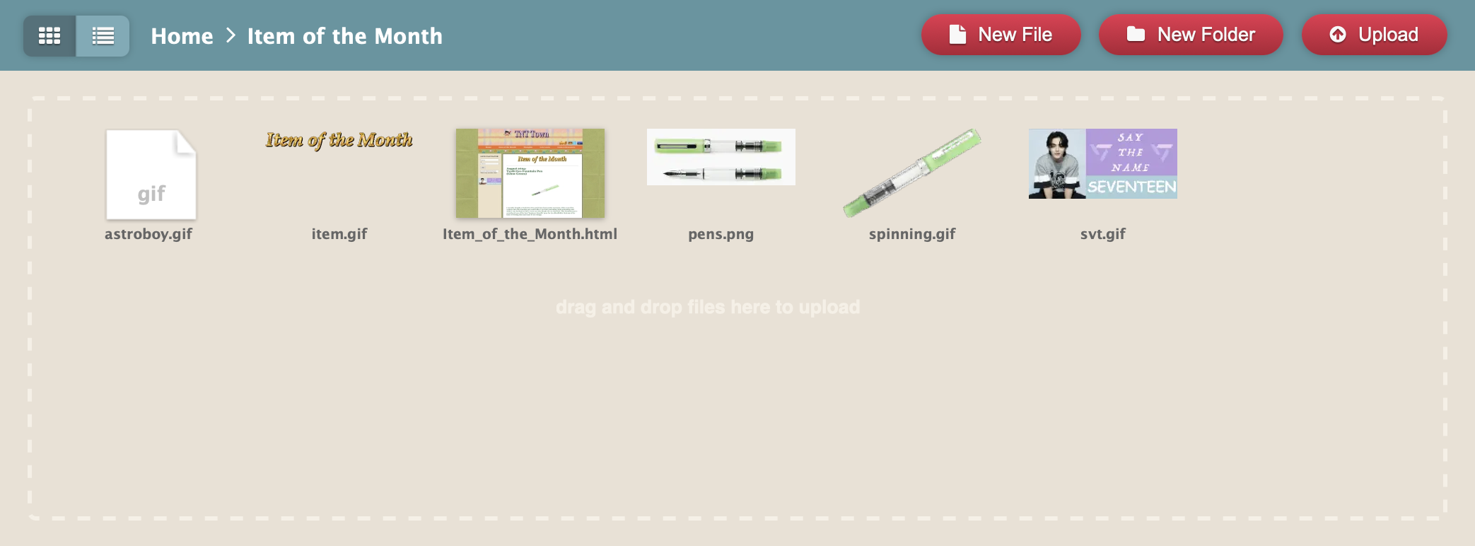 screen cap of folder dashboard